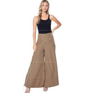 TOV LOS ANGLES Gingham Plaid‎ Wide Leg Trousers